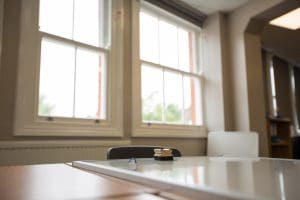 Vacuum double glazing in sash window