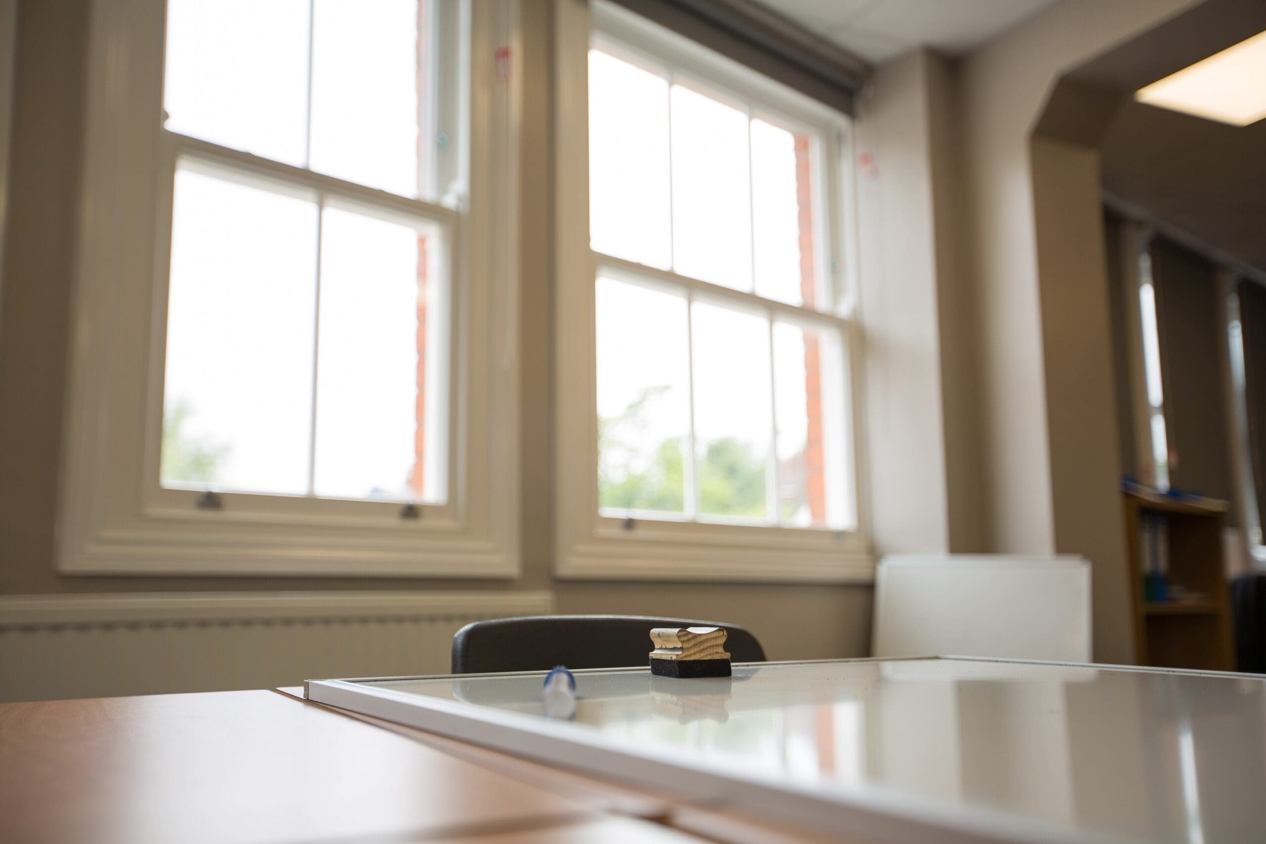 Vacuum double glazing in sash window