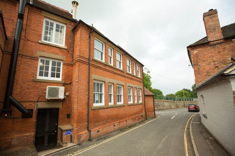Vacuum glazed sash windows in Derbyshire school, low angle external shot