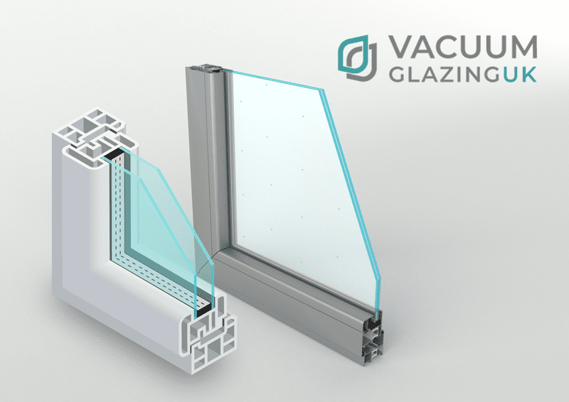 Illustration of vacuum glazing vs double glazing cross section of different window types