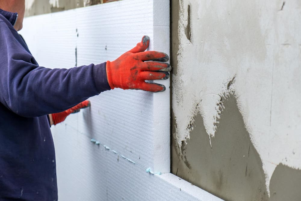External wall insulation being installed