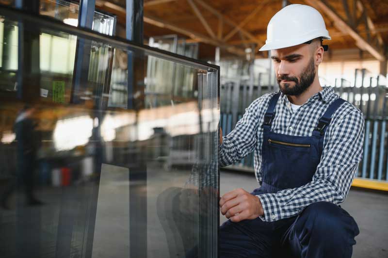 Energy Efficient windows in production in a glazing factory