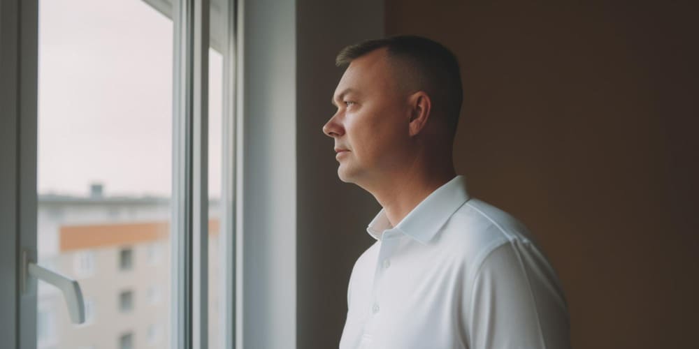 Man considering energy efficient windows