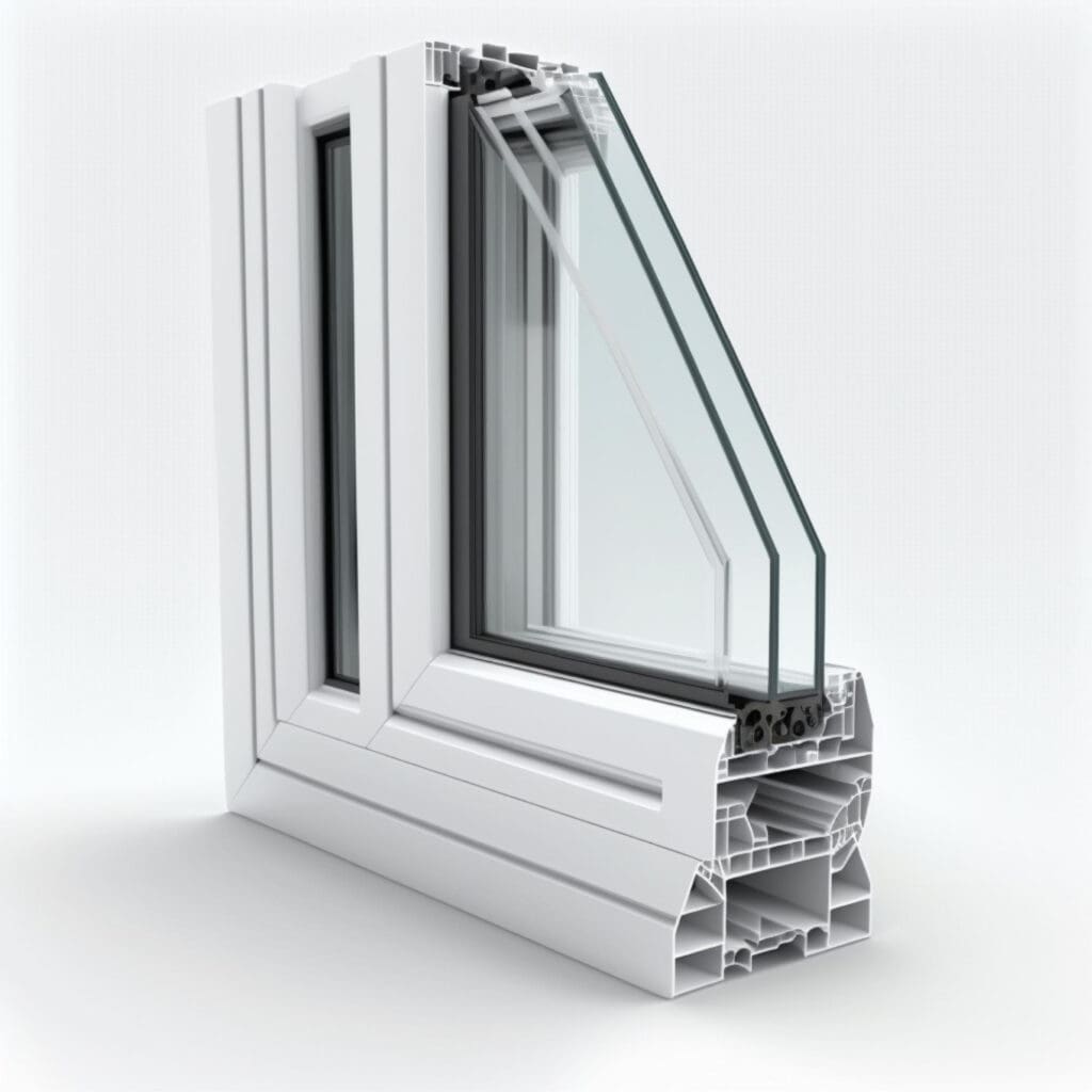 Cross section of a typical triple glazed unit