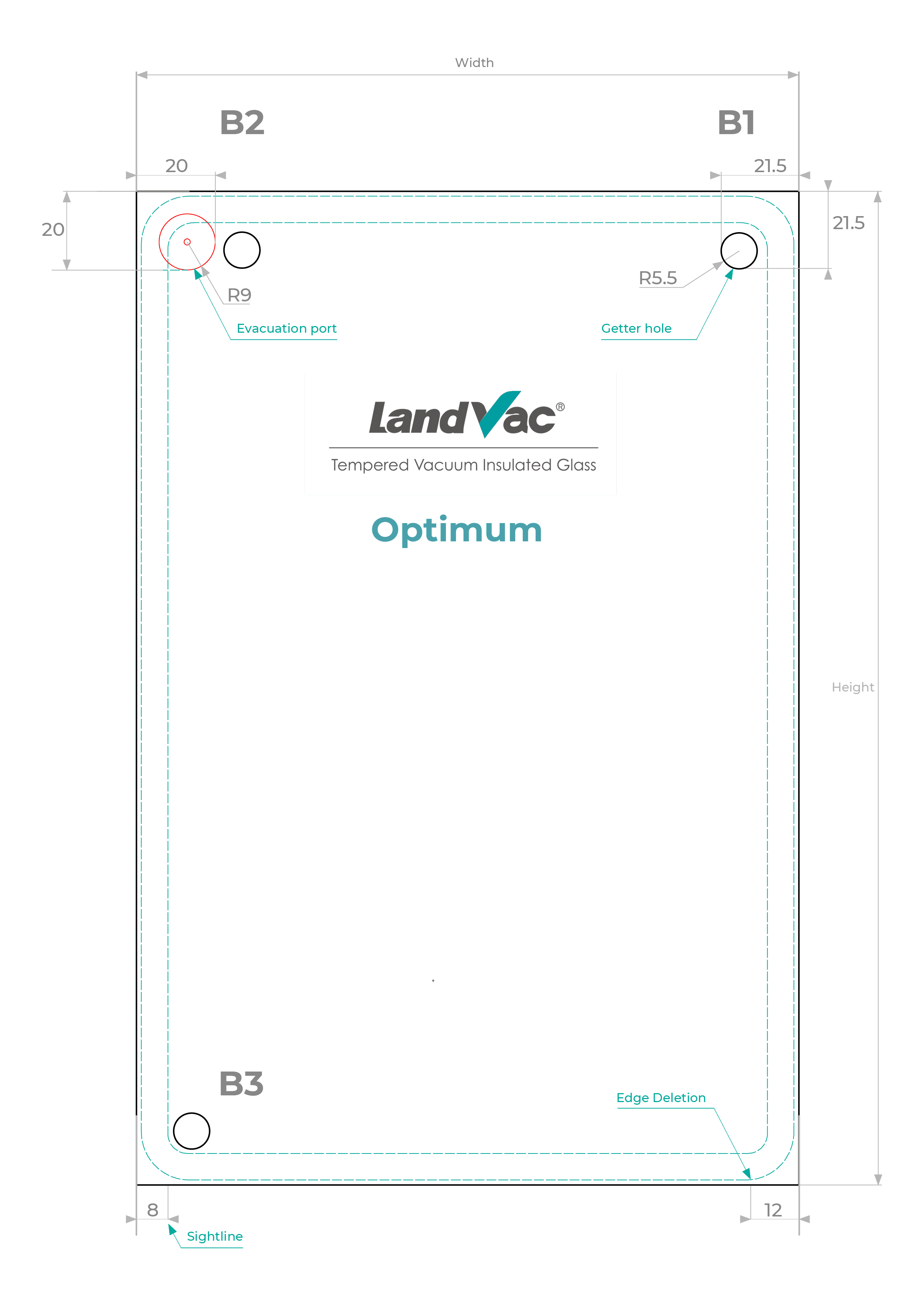 LandVac Optimum vacuum glazing cad diagram