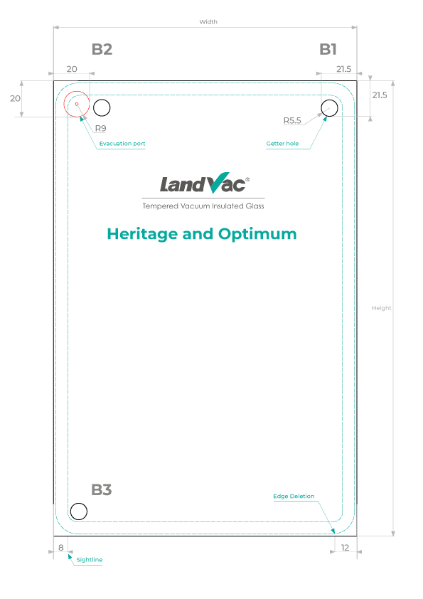 LandVac Heritage and Optimum vacuum Glazing data sheet illustration
